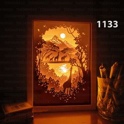 giraffe paper cut light box template, shadow box, 3d papercut lightbox svg file diy, cutting cricut