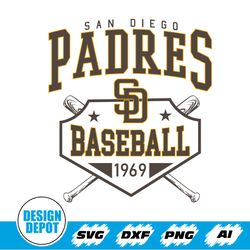 San Diego Padres Svg, Baseball Fan Svg, Vintage San Diego Baseball Svg, San Diego baseball EST 1969 Svg, Game day