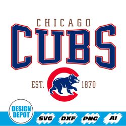 Vintage Chicago Cub Crewneck Svg, Svg, Cubs EST 1870 Svg, Chicago Baseball Svg, Retro Cubs Svg, Baseball Game Day