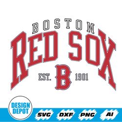 Retro Red Sox Svg, Vintage Boston Red Sox EST 1901 Svg, Svg, Boston Red Sox Crewneck Svg, Boston Baseball Svg