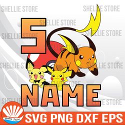 pokemon pikachu electric family gaming birthday gift for son daughter funny custom name unisex t-svg for men women kids