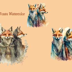 fairytale foxes watercolor