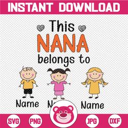 personalized name nana svg, this nana belongs to, nana png, grandma gift, perfect family, mothers day gift, blessed gran