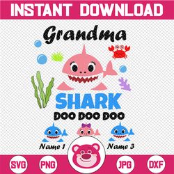 personalized name grandma baby shark svg,shark family svg, birthday family svg ,grandma shirts design,shark girl,cut fil