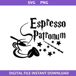 espresso patronum coffee svg, magic wand svg, harry potter svg, png digital file