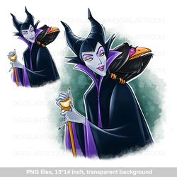 Maleficent Cartoon villain Png files Sublimation design Clipart