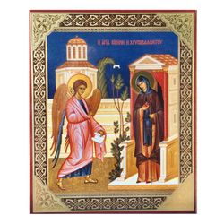 Annunciation Icon | Gold and Silver foiled lithography print | Size: 5 1/4"x4 1/2"