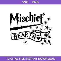 mischief heart svg, macgic wand svg, harry potter svg, png digital file