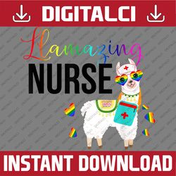 Llamazing Nurse Cute Llama Sunglasses Amazing LGBT Nurse LGBT Month PNG Sublimation Design