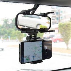 360-degree rotating easy-to-install versatile rear view mirror phone holder