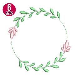 Floral Wreath embroidery design, Digital download, Instant download