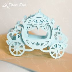 Cinderella's carriage pop-up card template | pop-up card svg | pop-up card template | papercraft | Paper Soul Craft
