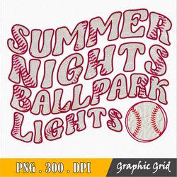 baseball png, summer nights ballpark nights png design, baseball sublimation design transfer, sports png, summer png, re