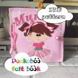 quiet book pattern PDF, Pattern and Tutorial, felt book for girls, Personalized Book for Girls