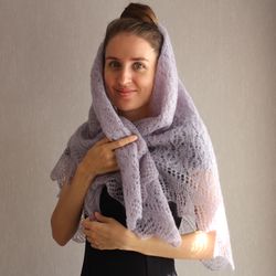 Mohair square shawl, Hand-knitted lace wrap, Bridesmaid Cover Up, Crocheted Bridal Capelet