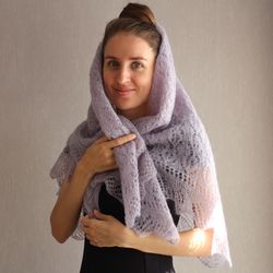 mohair square shawl, hand-knitted lace wrap, bridesmaid cover up, crocheted bridal capelet