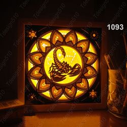 zodiac scorpio paper cut light box template, shadow box, 3d papercut lightbox svg file diy, cutting cricut