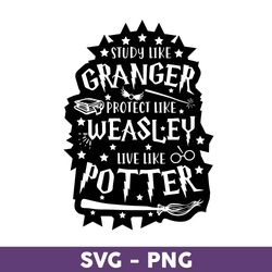 study like granger protect like weasley live like potter svg, harry potter svg - download file