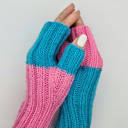 cute knitted fingerless gloves for women