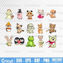 cartoon animals svg, animals for kids svg, animal cartoon clipart - cut animals digital design