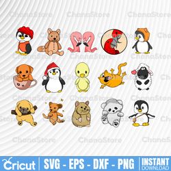 cute animals, animals svg, animal eps, animals cartoon, wildlife png, heads, clipart, animals faces, animals bundle