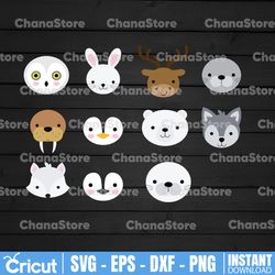 arctic animal face png files - arctic animal clipart - cute animal clip art - wild animal