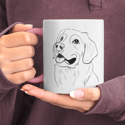 Custom Pet Portrait Mug Draw My Dog Watercolor Line Art Paint my Pet Personalized Pet Memorial Mug