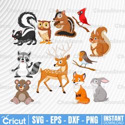 Woodland Animals Svg, Cute Forest Animals, Autumn Animals, Cute Baby Animals, Baby Shower, Dxf, Png, Eps