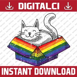 Gay Cat Pride Rainbow Cute Kitten Kitty Proud LGBT-Q Ally LGBT Month PNG Sublimation Design