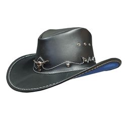 country cowboy black leather hat