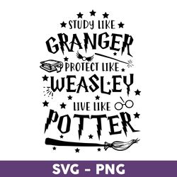 study like granger protect like weasley live like potter svg, harry potter svg, harry potter clipart art - download file