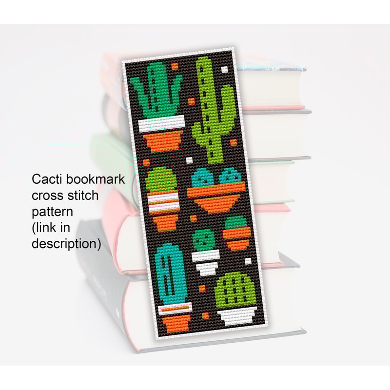 cross stitch bookmark pattern cacti sampler