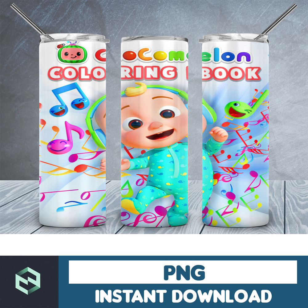 Cocomelon tumbler design, 20 oz skinny tumbler design, sublimation image, tumbler wrap, Cocomelon cup, Cocomelon sublimation (1).jpg