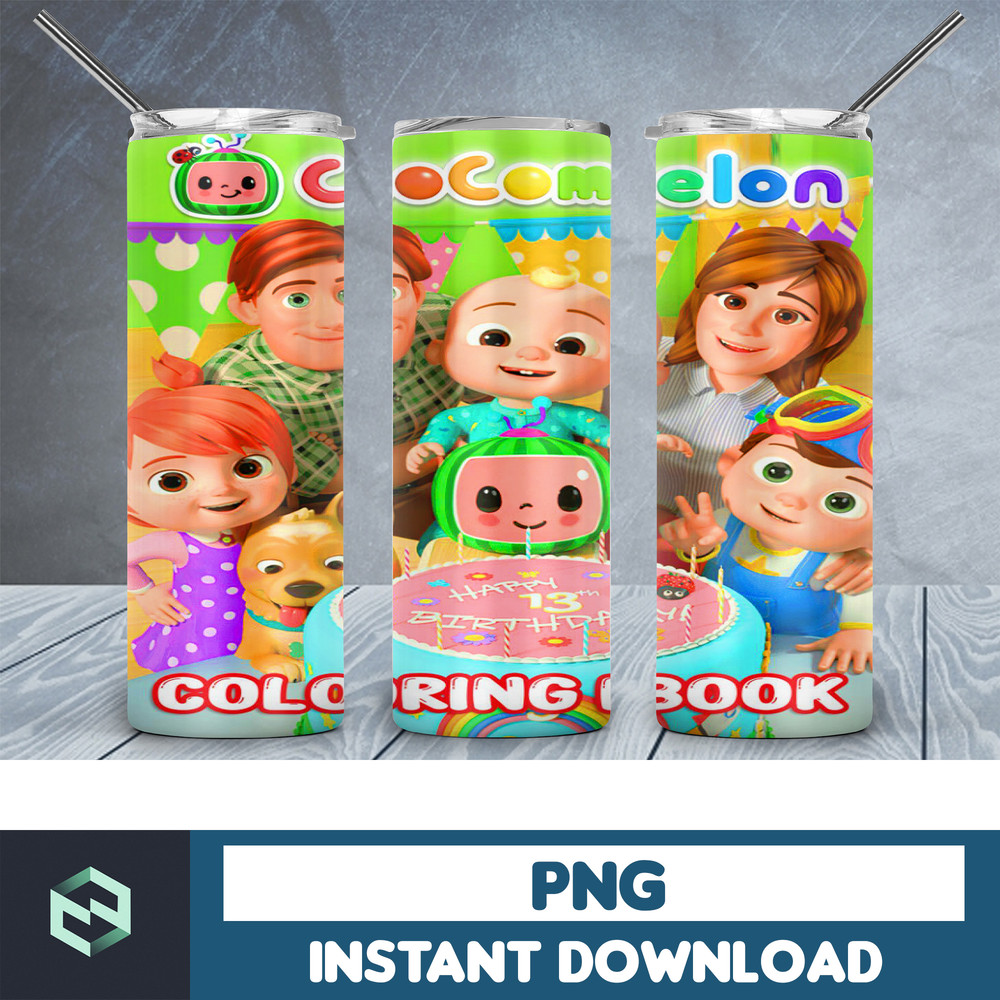 Cocomelon tumbler design, 20 oz skinny tumbler design, sublimation image, tumbler wrap, Cocomelon cup, Cocomelon sublimation (3).jpg