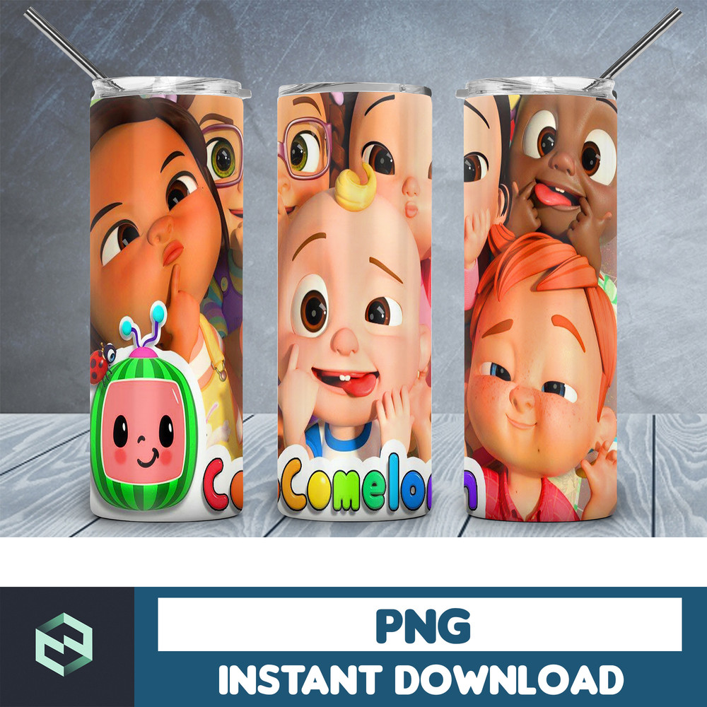 Cocomelon tumbler design, 20 oz skinny tumbler design, sublimation image, tumbler wrap, Cocomelon cup, Cocomelon sublimation (4).jpg