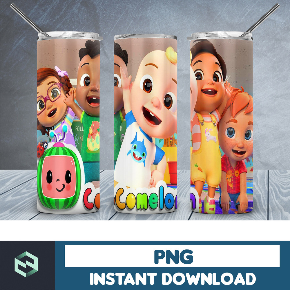 Cocomelon tumbler design, 20 oz skinny tumbler design, sublimation image, tumbler wrap, Cocomelon cup, Cocomelon sublimation (10).jpg
