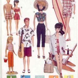 Vogue 7070 Barbie vintage pattern doll clothes Shirt Bra Top Hat patterns Instruction in French Digital download PDF