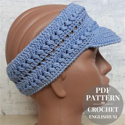 Crochet pattern a headband with a visor, headband summer, headband of cotton, headband crochet beginner, band crochet