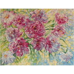 Peonies Painting Flowers Original Art Impressionist Art Impasto Painting Floral Painting 24"x32" by KseniaDeArtGallery