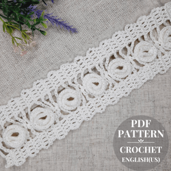 Crochet pattern border, crochet pattern trim, lace edging crochet, openwork trim for fabric, border for clothes decor