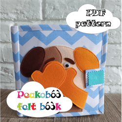 Montessori felt book Activity book Peekaboo with puppy PDF & SVG pattern