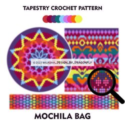 PATTERN: Tapestry crochet bag / wayuu mochila bag / Aurora 2