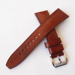 Watch Strap "dark amber" color, vegetable tanned leather, natural wax, handmade watchband, custom watch band, all sizes