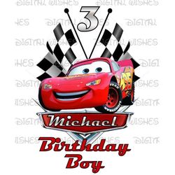 cars lightning mcqueen birthday image personalized any name number png digital file sublimation print waterslide tshirt