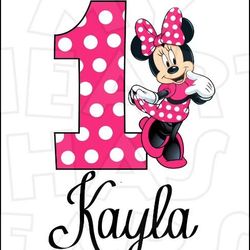 minnie mouse birthday girl any name number image png digital file sublimation print waterslide tshirt design