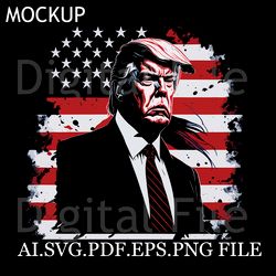 donald trump on the background flag of america digital file svg,png,ai,eps,pdf files sublimation digital file