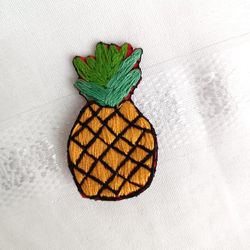 Pineapple Brooch Fruit Brooch Handmade Brooch Embroidery Brooch Accessory Vegan Brooch Plant Brooch