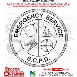 scpd ems emergency service vector svg logo, insignia, badge, emblem, seal, patch, black white cnc cut, cricut svg, vinyl