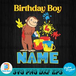 Curious George Birthday SVG Personalized Name and Age Customized Curious George Family SVG