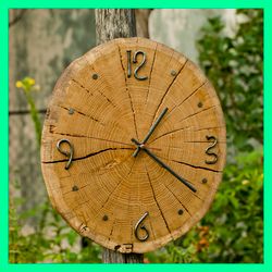 clock face nail dial, numbers old metal nails, oak wood slice, rustic clock, antique clock,